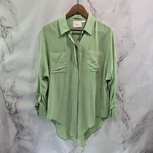 Anthropologie Shirt Womens Medium Button Front Tie Sandbridge Maeve